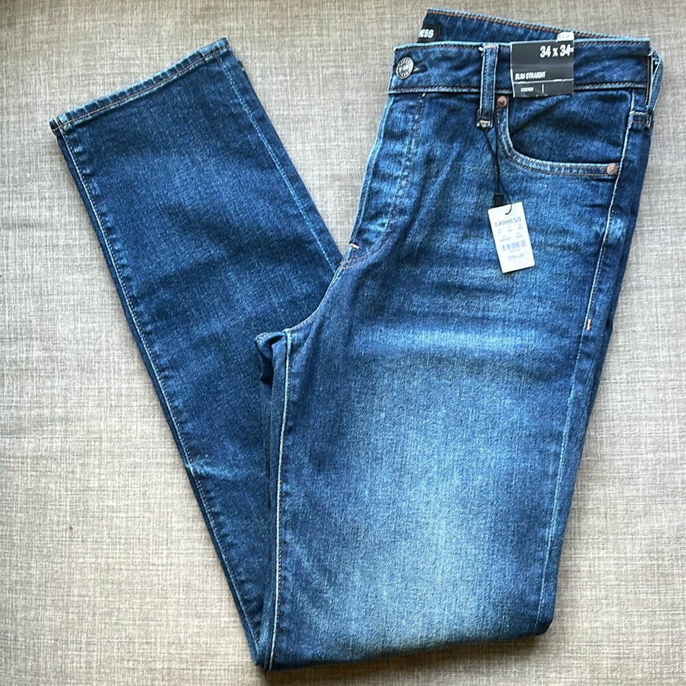 Express Slim Straight Men’s Denim Jeans Size 34x34 NWT